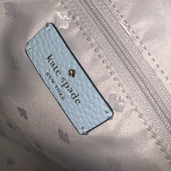 New Kate Spade Parker Pebbled Leather Satchel Frosty Sky Blue - Picture 16 of 16